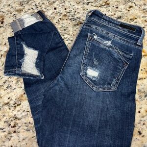Distressed Blue Jeans